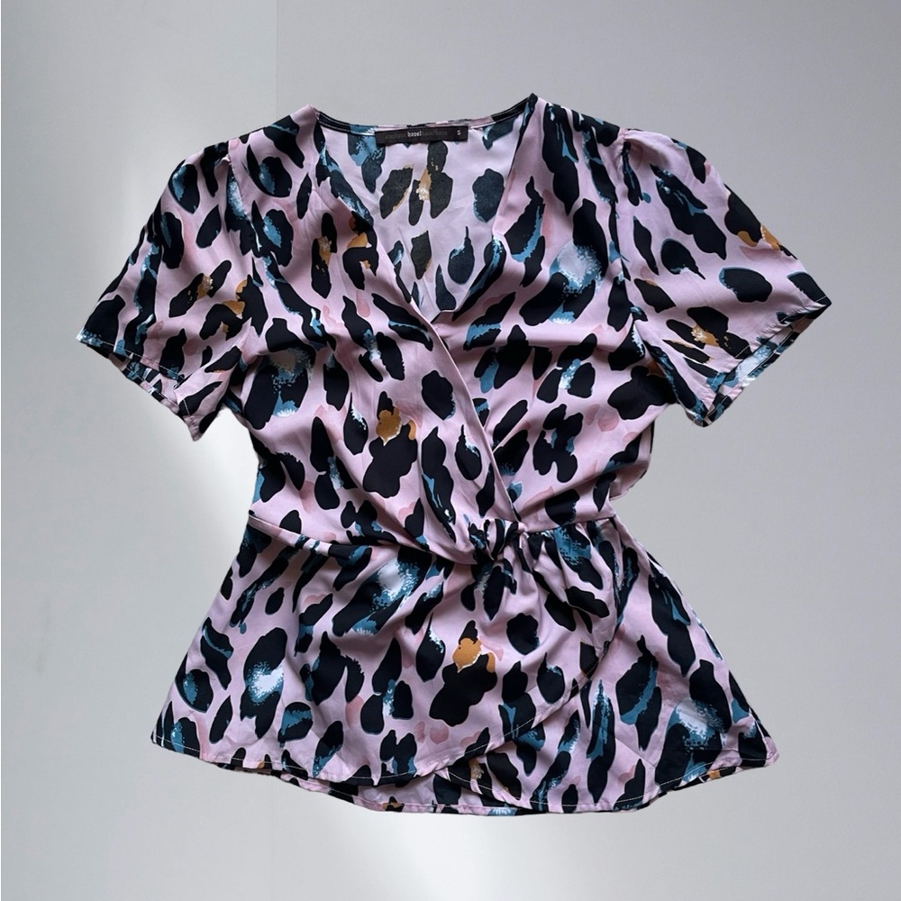 Animal/ cheetah Print Wrap Top size S